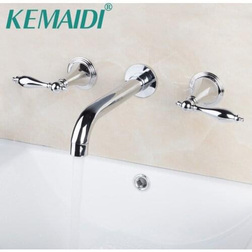 KEMAIDI Bathroom Faucet Bathtub Faucets Construction & Real Estate Wall Mounted Two Handles 3 Pcs Set Bath Fixtures Sets