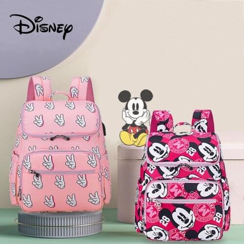 Disney Mickey Minnie Baby Care Diaper Bag Mommy Multifunction Nappy Bag Stroller Large Capacity Baby Travel Backpack Nursing Bag