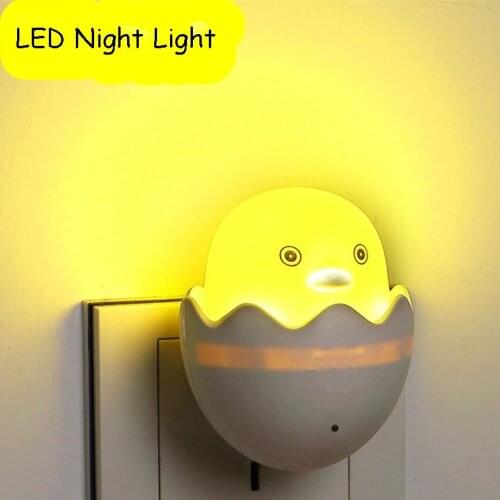 Light Auto Control Cute Yellow Duck Design LED Sensor Night Light Baby Bedroom Plug-in Lamp Sleep Lighting Festival Decor