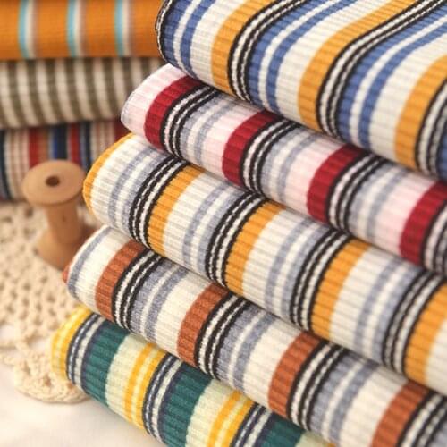 Knitted Ribbed Polyester-cotton Fabric Autumn Long-sleeved Jacket Dress Leader Cardigan Garment Fabric TJ3931