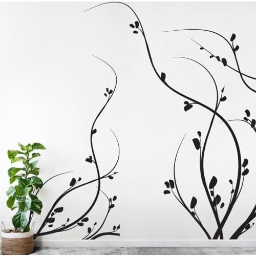 Floral Vine Growing Weeds Vinyl Wall Decal Sticker. Set Of 4 Vines. Nursery, Bedroom, Bathroom Decoration Wallpaper 2301