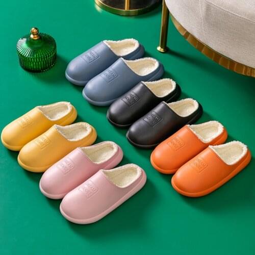 Men and women waterproof cotton slippers fall/winter home non-slip EVA integrated bottom warm couple wool slippers wholesale