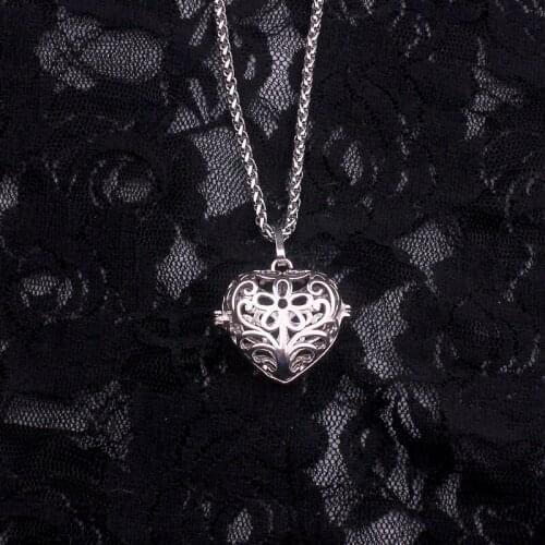 WENUSHOUSHI stainless steel chain vintage erkek kolye can open Photo frame hollow out heart necklaces for women drop ship ok