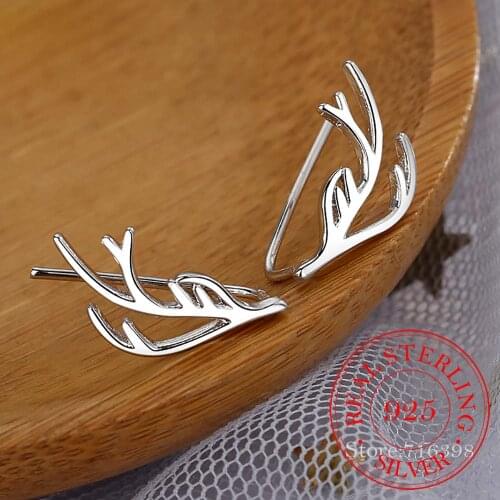 925 Sterling Silver Elk Christmas Gift Jewelry Stud Earrings For Women Grils Female pendientes mujer moda
