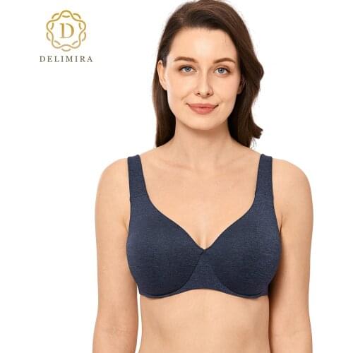 DELIMIRA Womens Seamless Full Coverage Unlined Underwire Plus Size Minimizer Bra B C D DD E F G