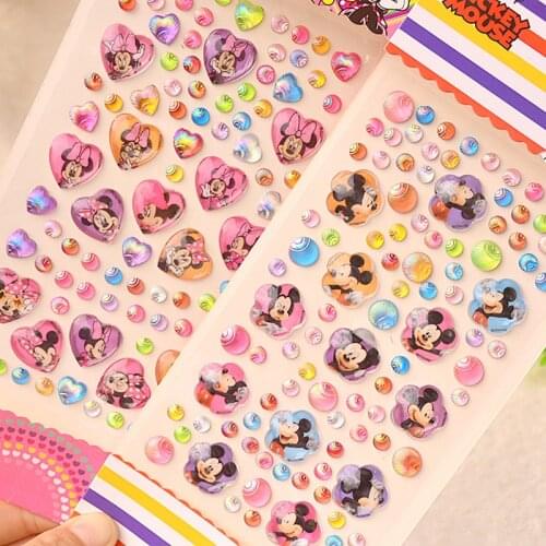 Disney Mickey Mouse Minnie Mouse Rhinestone Stickers Funny Kids Toys Cute Anime Stickers Cartoon Kawaii Sticker