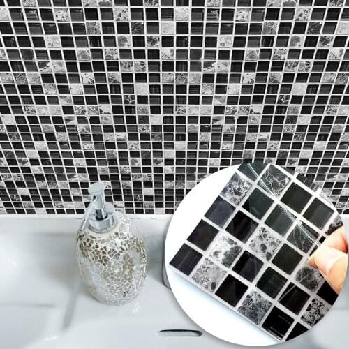 10PCS PVC vinyl Wall Tile Sticker Bathroom kitchen Backsplash New Design Waterproof Wall Decals Oil Proof Gilding Tile Stickers
