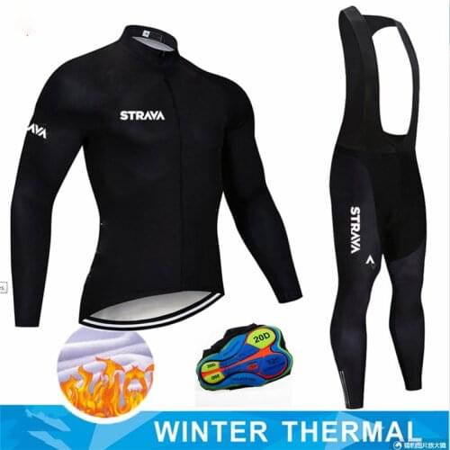 STRAVA 2021 Winter Thermal Fleece Cycling Jersey Sets, Abbigliamento Ciclismo Invernale Bicycle Clothing MTB Bike Jersey Suits