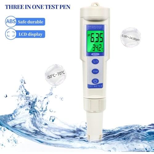 EC-983 Digital PH Meter EC Tester 3 in 1 PH EC TEMP Meters With Replace Probe Water Quality Monitor Purity Test For Pool 40%off