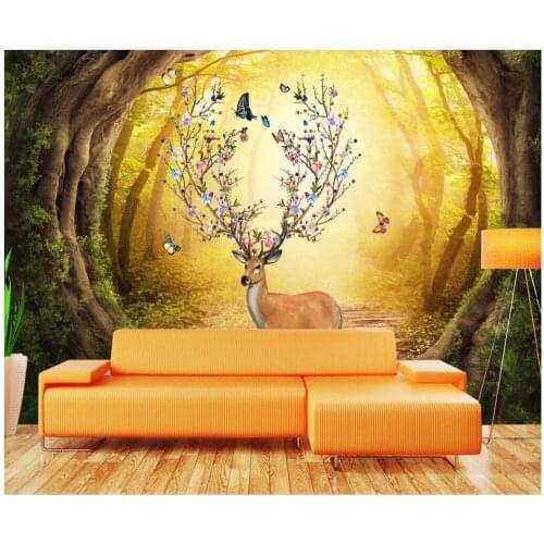 Custom photo 3d room wallpaper Elk Nordic butterfly fantasy background wall home decor 3d wall murals wallpaper for wall 3 d