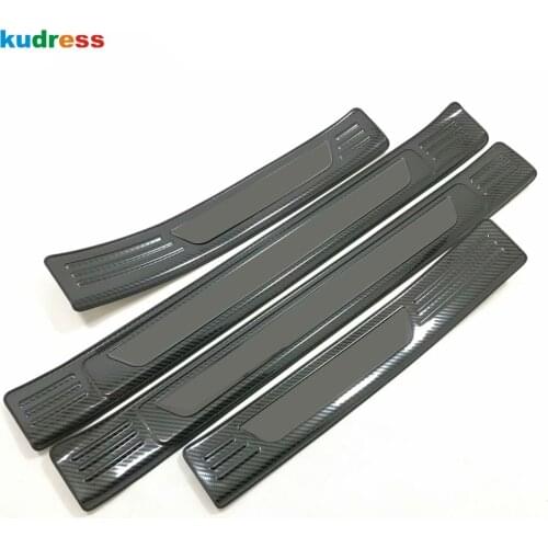 Door Sill Scuff Plate Cover Trim For Ford Focus 2019 2020 Steel Carbon Fiber Welcome Pedal Protector Guard Car Styling 4pcs