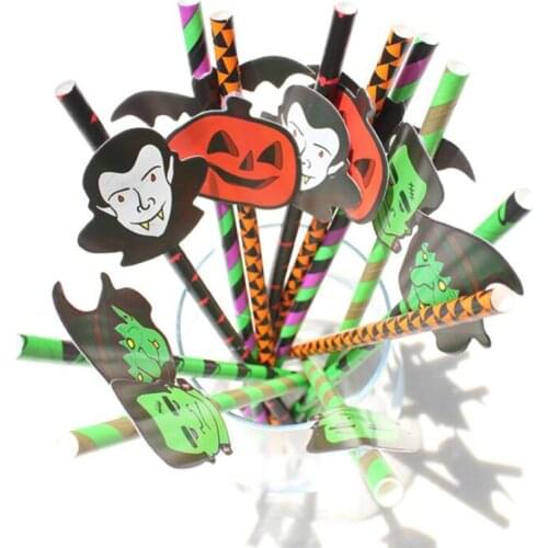 5Pcs Halloween Disposable Party Drinking Pumpkin Vampire Straws Holiday Bar Home Party Funny Halloween Decoration
