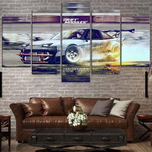 HD Printed Art Framework Canvas Paintings 5 Pieces Sports Car Drift Speed Hunter Posters For Living Room Decor