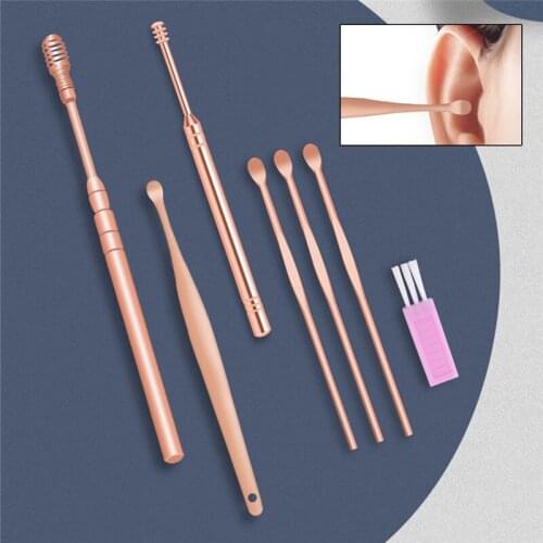 6/7Pcs Portable Ear Cleaner Set Ear Cleaning Spiral Earpick Ear Wax Remover Ear Curette Spiral Ear Spoon Earpick Set