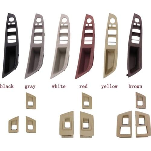 Red Brown Black 7Pcs Car Window Lift Switch Panel Door Handle Trim For BMW 5 Series F10 F18 520 523 525 528 530