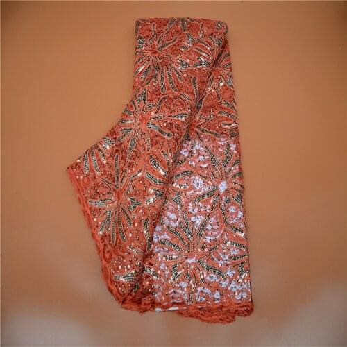 African Sequins Wax Fabrics Embroidery Sequins Lace Materials 5Yards Nigeria French Mesh Tulle Lace For Sewing Dress FLP-1173