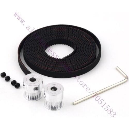 2sets / lot 2x S2M 16T 5mm Bore Aluminum Pulleys & 2M Timing Belt Set For 3D Printer Reprap Prusa Mendel Free Shipping