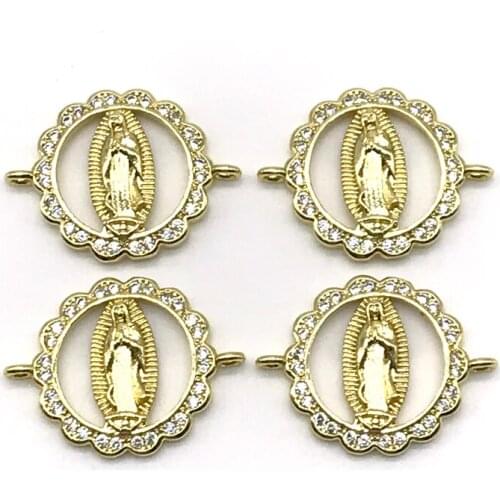 Charms Zircon Connector Bracelets for Mother Gifts Virgin Mary Connector Religious Jewelry