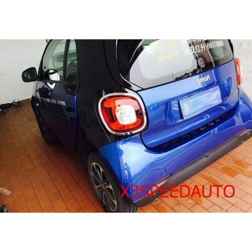 Free Shipping Chromed ABS Plastic 2PCS Rear Tail Light Lamp Cover Trim For Mercedes-Benz Smart Fortwo 2015-2019