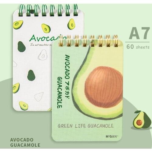 1pcs Avocado Notepad A7 Portable Mini Size Coil Notebook 60 Sheets Line Paper Green Life Guacamole Memo Book Office School F634