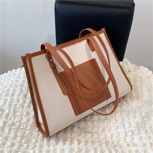 Burminsa Patchwork Large Tote Shoulder Bags For Women Drand Designer Triple Compartments Big Shopper Work Ladies Handbags 2021