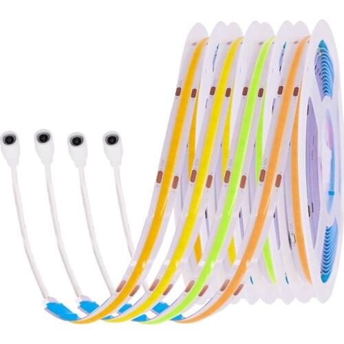 COB LED Strip Light 320LEDs Flexible FOB LED Ribbon Tape DC 5V 12V 24V High Density RA90 Dimmable Linear Light 3000K 4000K 6000K