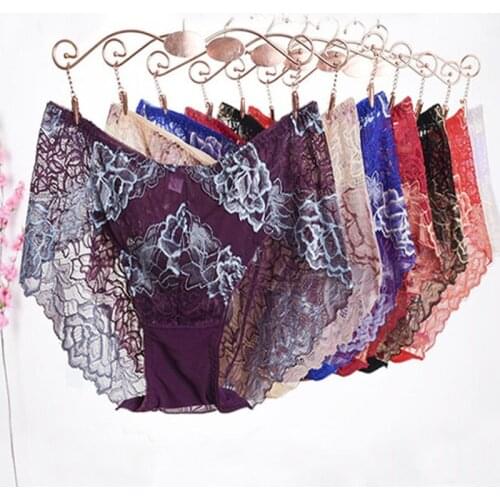 CP103 4Pcs/Lot Sexy Transparent Lingerie Mesh Lace Panties Tempting Pretty Women Underwear Large Size Bragas Mujer