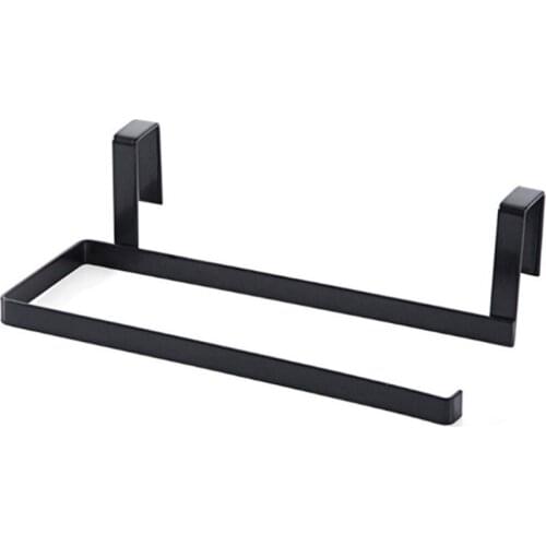 Kitchen Tissue Holder Hanging Bathroom Toilet Roll Paper Holder Rack Kitchen Cabinet Door Hook Holder Black