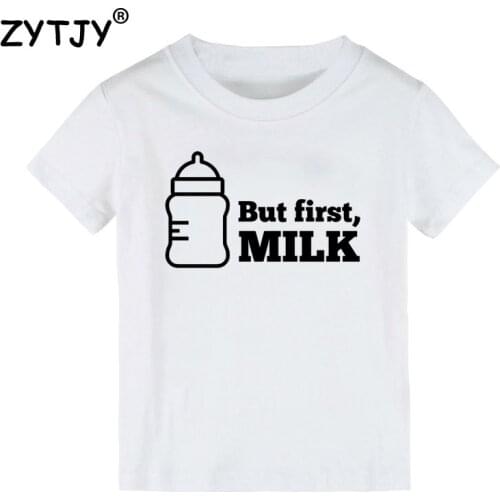 But First Milk Print Kids tshirt Boy Girl t shirt For Children Toddler Clothes Funny Tumblr Top Tees Drop Ship CZ-74