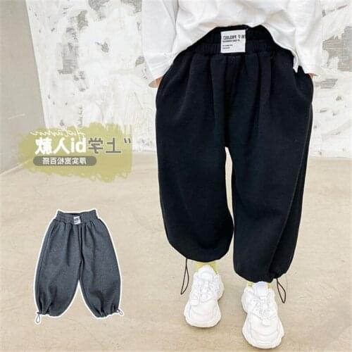 Cool Grey Black Boys Girls Pants Kids Cotton Trousers Children Thicken Autumn Spring 2021 New Pocket High Quality