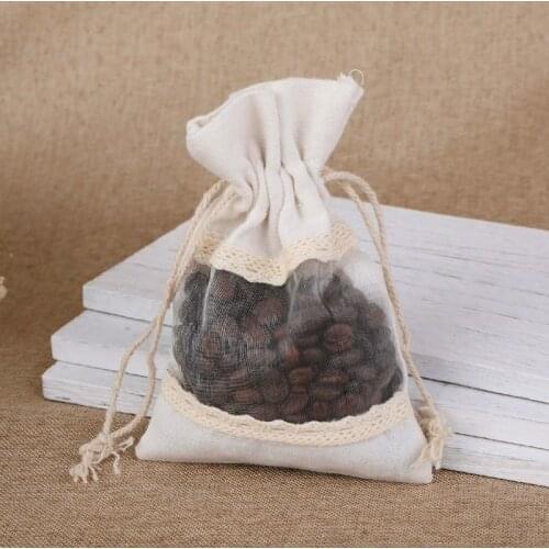 Double lace green cotton bag storage bag mini wedding boxes little bags for candy gift bag 100pcs snack packaging bags