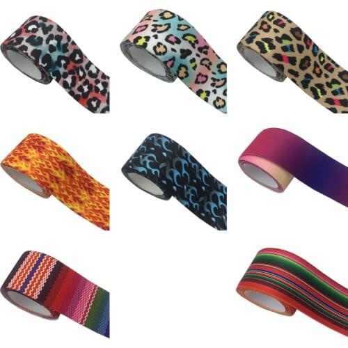 1Meter 25-38MM Leopard Rainbow Stripe Flame Print Elastic Band Straps DIY Garment Trouser Belt Sewing Accessories