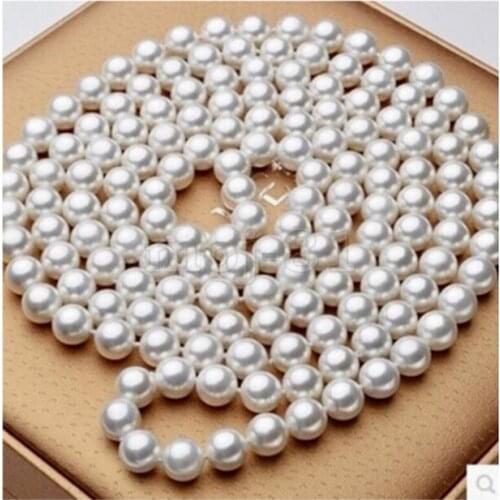 ELEGANT 9-10 MM WHITE ROUND PEARL NECKLACE 50INCH