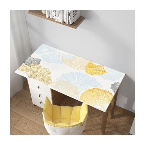 Ginkgo leaf pattern PVC table cover soft glass tablecloth waterproof and oil-proof coffee table mat crystal soft board