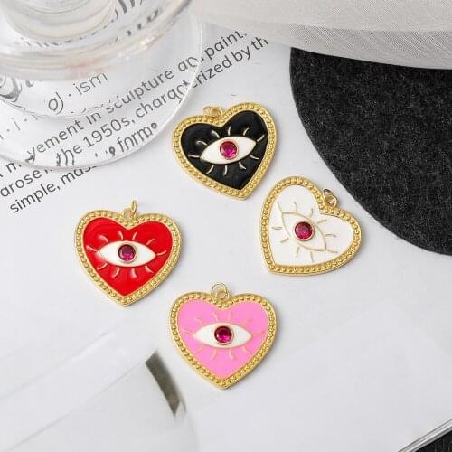 Juya Micro Pave Zircon Handmade Colorful Resin Accessories Enamel Greek Evil Eye Charms For DIY Turkish Pendant Jewelry Making
