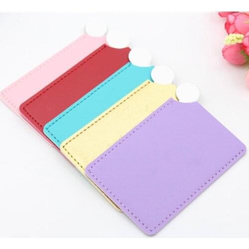 Portable Mini Shatter Proof Card Style Pocket Unbreakable Stainless Steel Solid Color Cosmetic Makeup Mirror