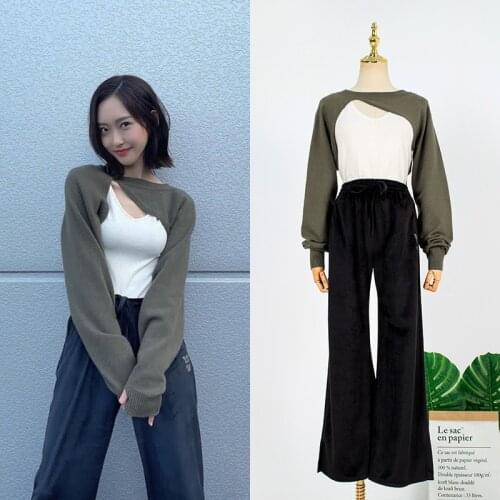 2 Pieces Set Women 2021 Korean Drama Penthouse Fashion Long Sleeve Knitted Pullover Sweater Womens Wide Leg Pants Two Piece Sets