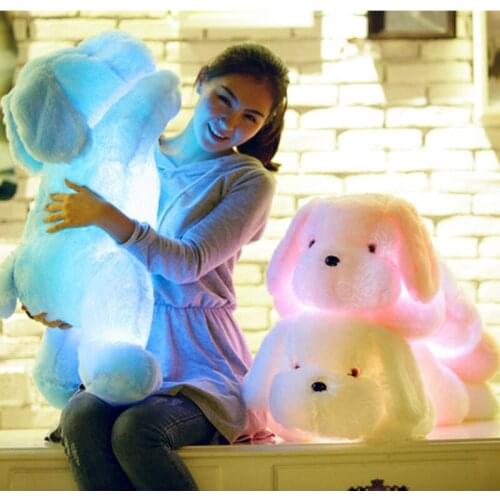 50CM Colorful Luminous Teddy Dog LED Light Night Plush Pillow Cushion Kids Toys Stuffed Animal Doll Birthday Gift for Child