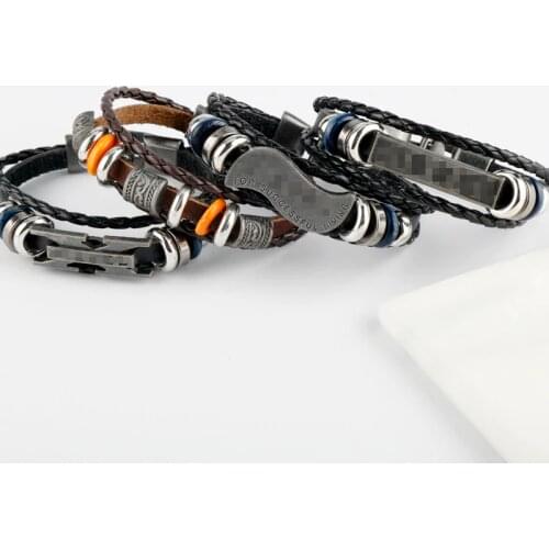 Fashion Punk Handmade Multi layer Leather Bracelet Rope Wrap Bracelets Male Gift Jewlery Men Bracelets Vintage Leather Bracelet