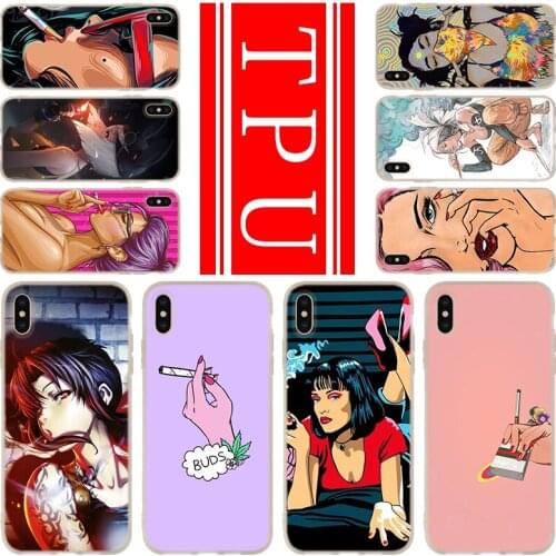 Soft TPU case For iPhone 12 Mini 11 Pro XS Max XR X 8 7 6 Plus 5S SE S Cover smoking girls 2020