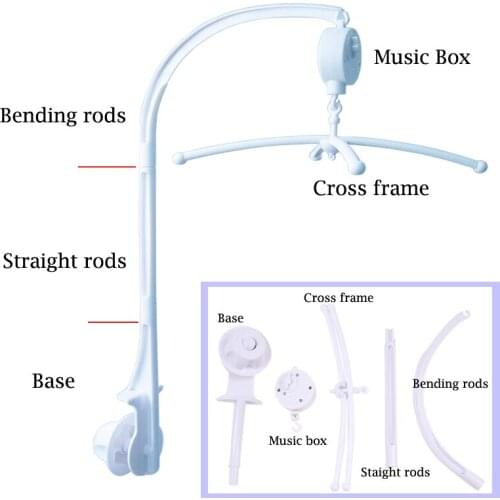 White Baby Rattle Bracket Holder Set With Wind-up Music Box Bed Bell Toy Holder Arm Bracket Baby Toys