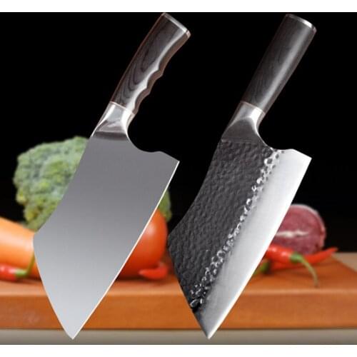 Liangfengzuo Hand Forged Kitchen Knife Chef Slices Household Kitchen Knife Stainless High Carbon Manganese Steel Hammer Pattern