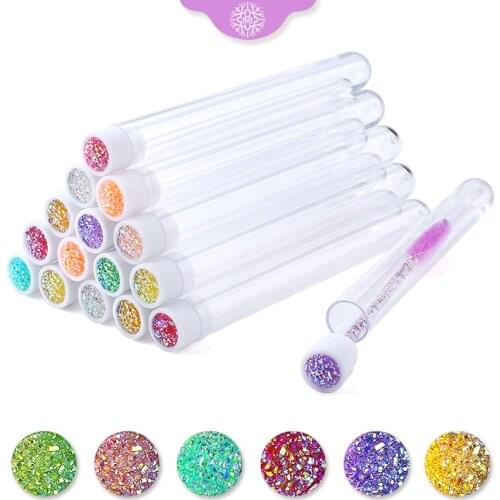 Reusable Eyebrow Brush Tube Disposable Eyelash Brush Eyebrow Brush Replaceable Dust-proof Sparkling Broken Diamond Makeup Brush