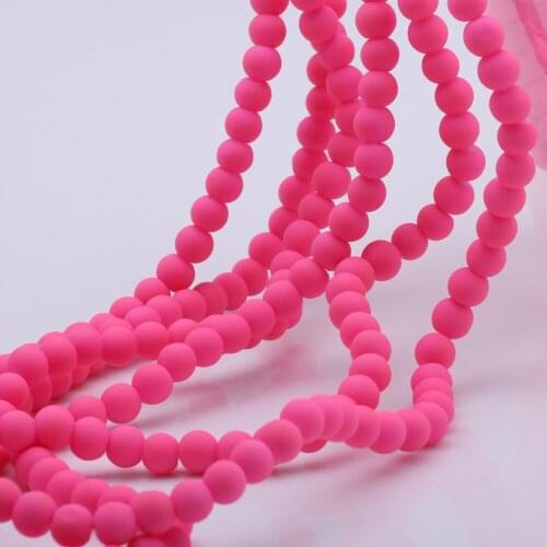 OlingArt 6MM/8MM 50pcs/lot Glass Rubber Round beads Water red color beads Bracelet DIY Earrings Necklace Jewelry Making