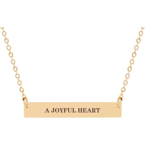 A JOYFUL HEART Necklace Fashion Carved Letters Personality Personality Horizontal Bar Necklace Creative Jewelry Women