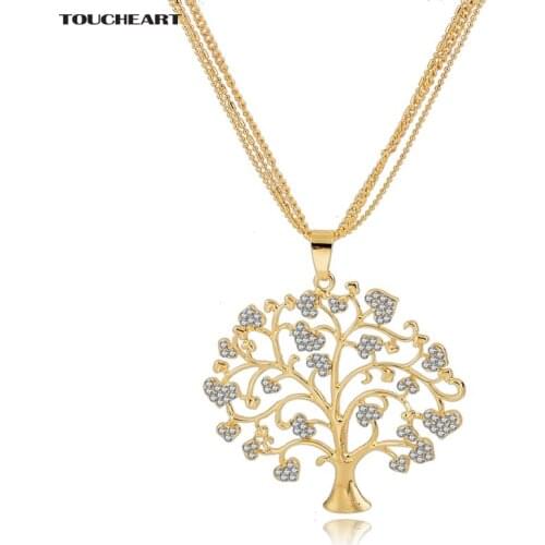 TOUCHEART Personalized Crystal Tree Necklaces Pendants Gold color Necklaces For Women Wedding & Engagement Jewelry SNE160113