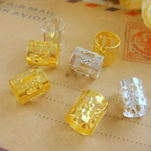 Adjustable crimp end beads handbag strap connector tubes jewelry findings leather cord necklace ropes bracelet hollow filigree