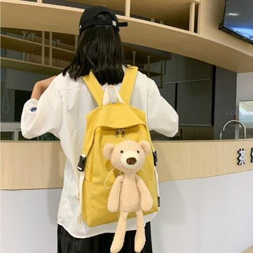 Student Backpack New Girl School Bag Korean Casual Detachable Bear Backpack Large Capacity Backpack