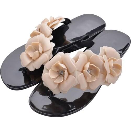 Outside Summer Women Slippers Flip Flops Women Sandals Female Candy Color Beach Shoes with Floral Ladies jelly shoes XKD8006