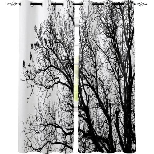 Kitchen Curtains Black And White Trees Window Curtains Living Room Bedroom Decor Items Curtains for Bedroom
